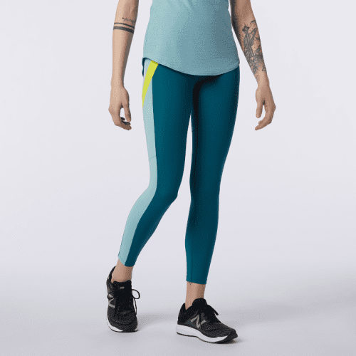 NEW BALANCE WOMEN'S TRANSFORM 7/8 NBSLEEK TIGHT - CLEARANCE MTL MOUNTAIN TEAL