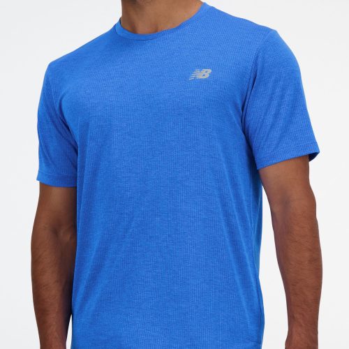 NEW BALANCE MEN'S ATHLETICS RUN T-SHIRT - BLUE OASIS S