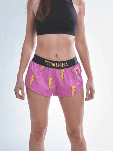 Chickn Legs WOMEN'S 1.5" SPLIT SHORTS HOT PINK BOLTS