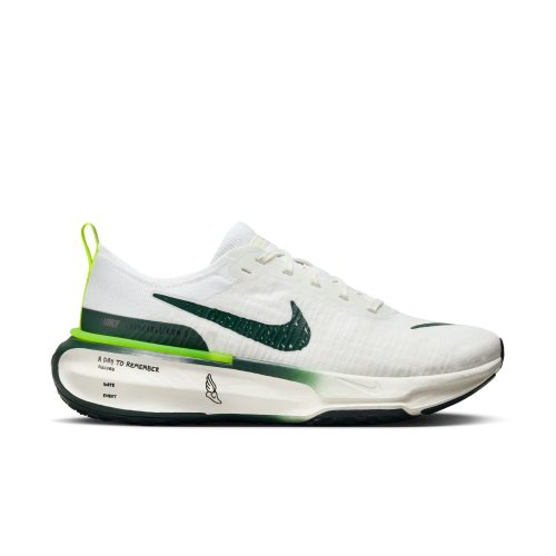 NIKE MEN'S INVINCIBLE RUN 3 - D - 100 WHITE/PRO GREEN 6.0