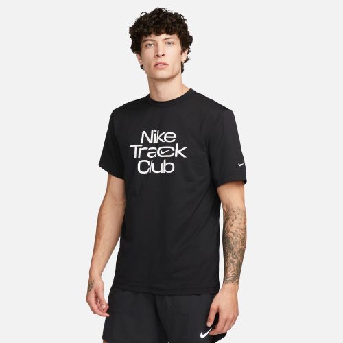 NIKE MEN'S NIKE TRACK CLUB SHORT SLEEVE - 010 BLACK/SUMMIT WHITE M