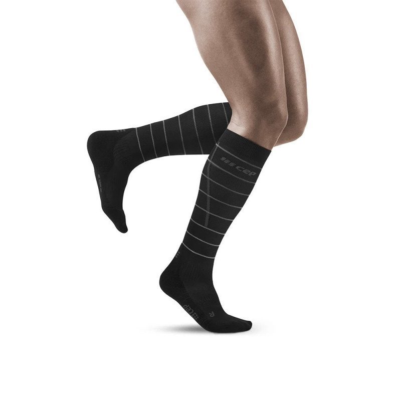 CEP MEN'S REFLECTIVE TALL COMPRESSION SOCKS BLACK