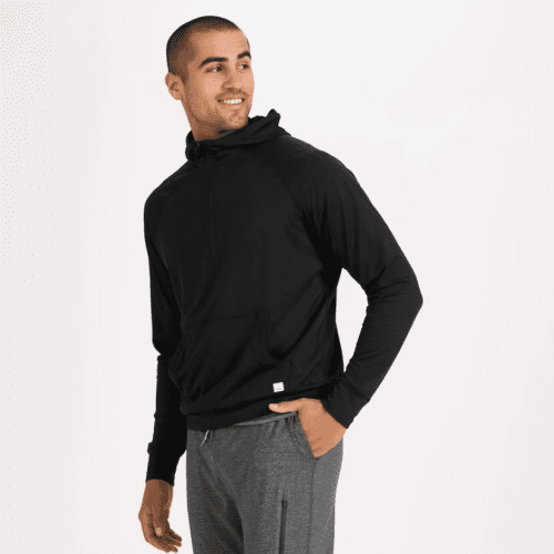 VUORI MEN'S PONTO PERFORMANCE 1/2 ZIP HOODIE HBK BLACK HEATHER