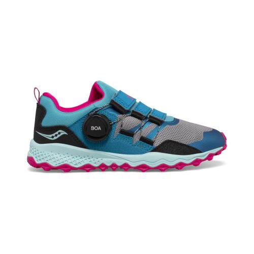 SAUCONY KID'S PEREGRINE 12 SHIELD BOA - TURQ/PINK 2.5