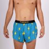 Chickn Legs MEN'S 2" SPLIT SHORTS BLUE LIGHTNING BOLTS