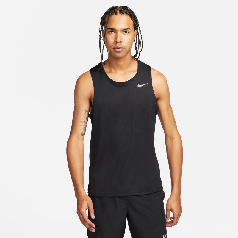 NIKE MEN'S MILER TANK - 010 BLACK/REFLECTIVE SILV XS