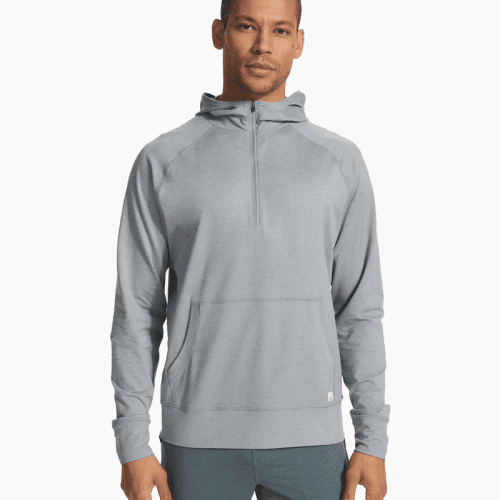 VUORI MEN'S PONTO PERFORMANCE 1/2 ZIP HOODIE STH STEEL HEATHER