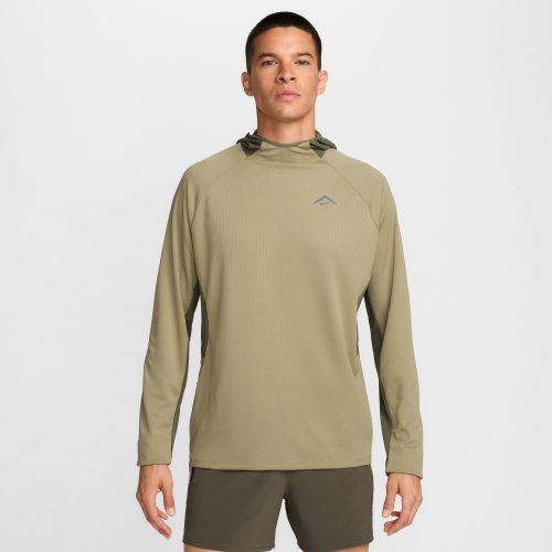 NIKE MEN'S TRAIL UV HOODED LONG SLEEVE - 276 NEUTRAL OLIVE/MEDIUM OLIVE/BLACK XS